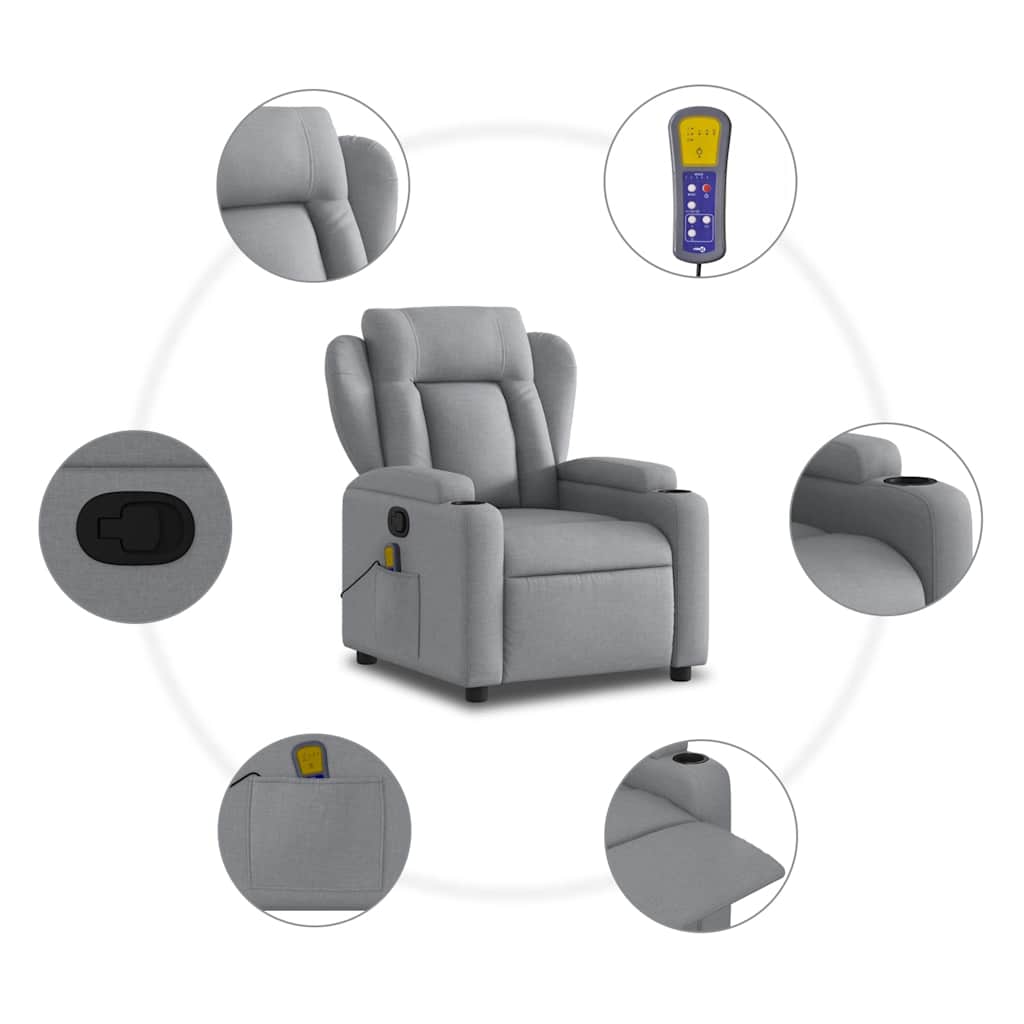 vidaXL Massagestoel met lichtgrijze stof