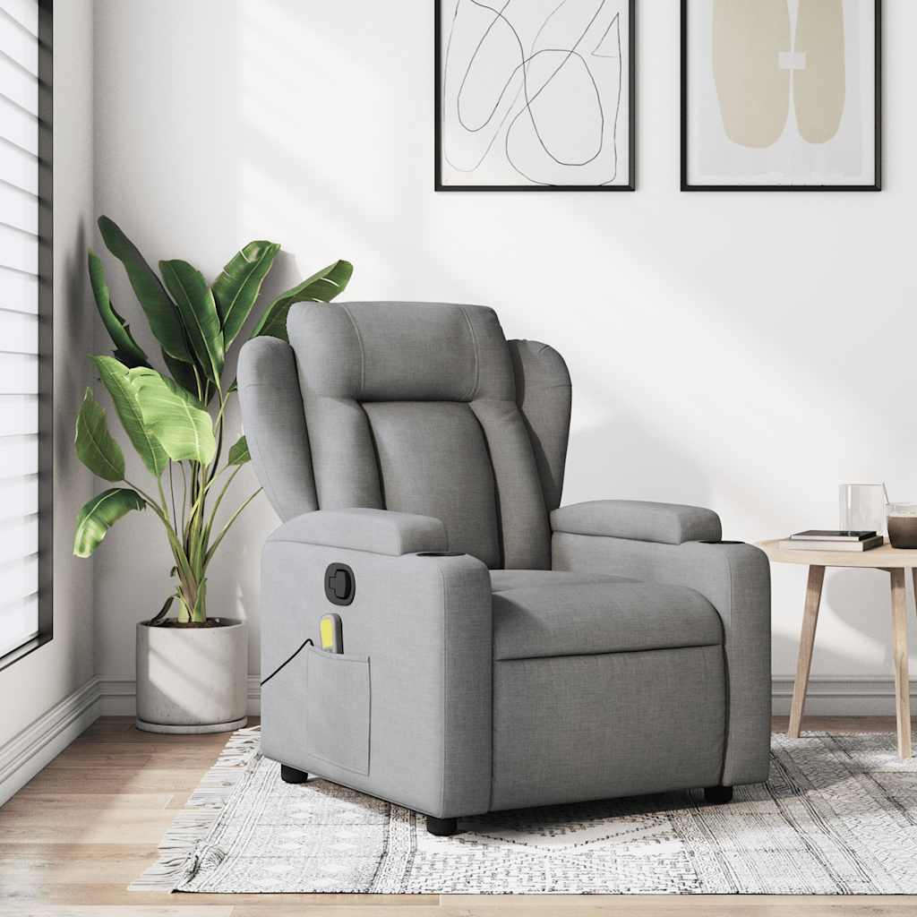 vidaXL Massagestoel met lichtgrijze stof