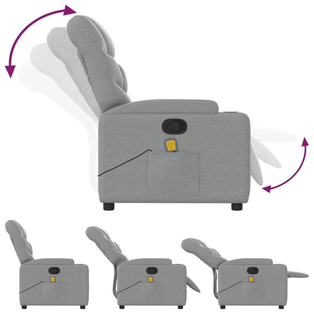 vidaXL Massagestoel met lichtgrijze stof