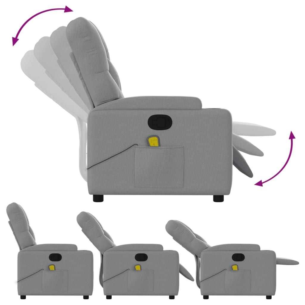 vidaXL Massagestoel met lichtgrijze stof