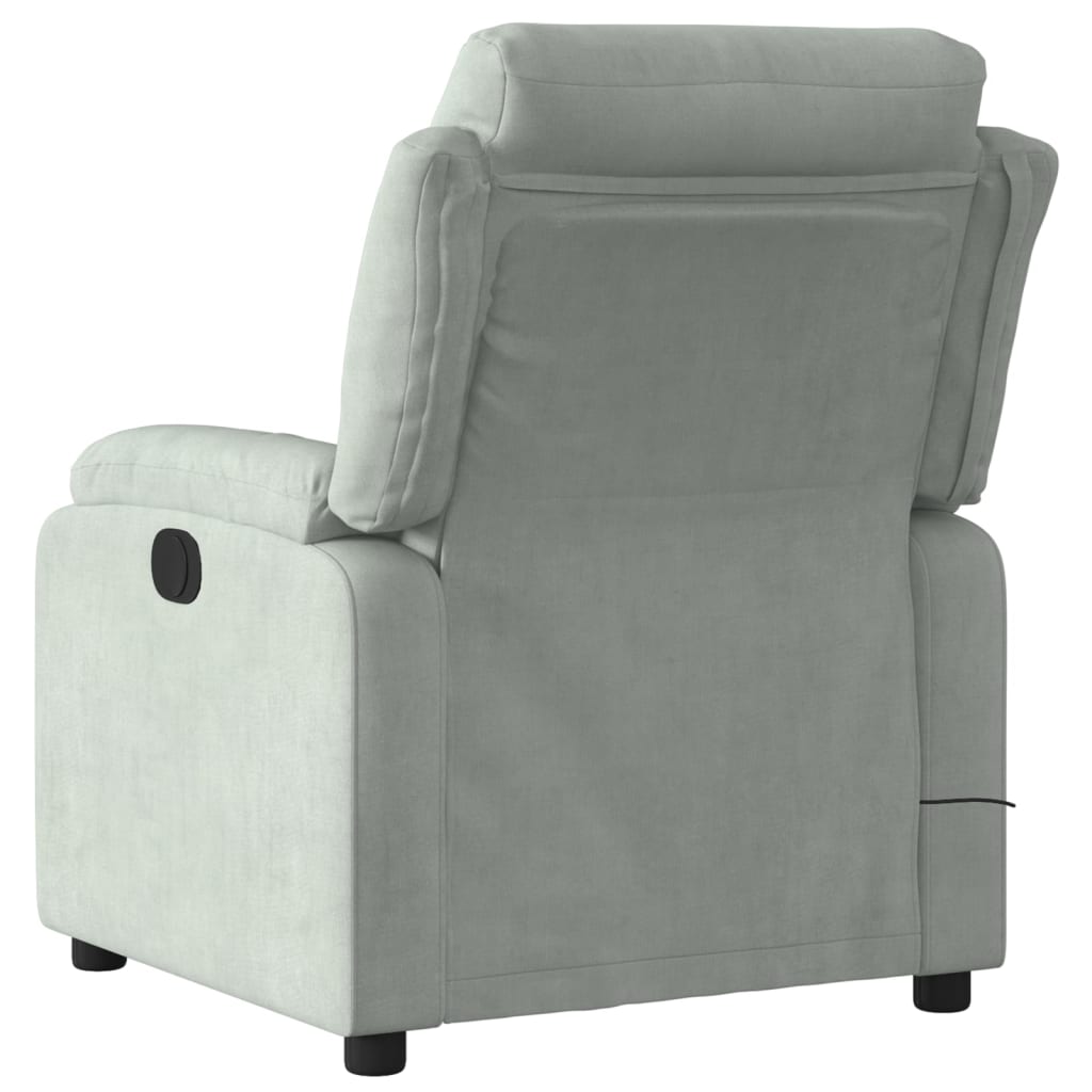 vidaXL Massagestoel lichtgrijs fluweel