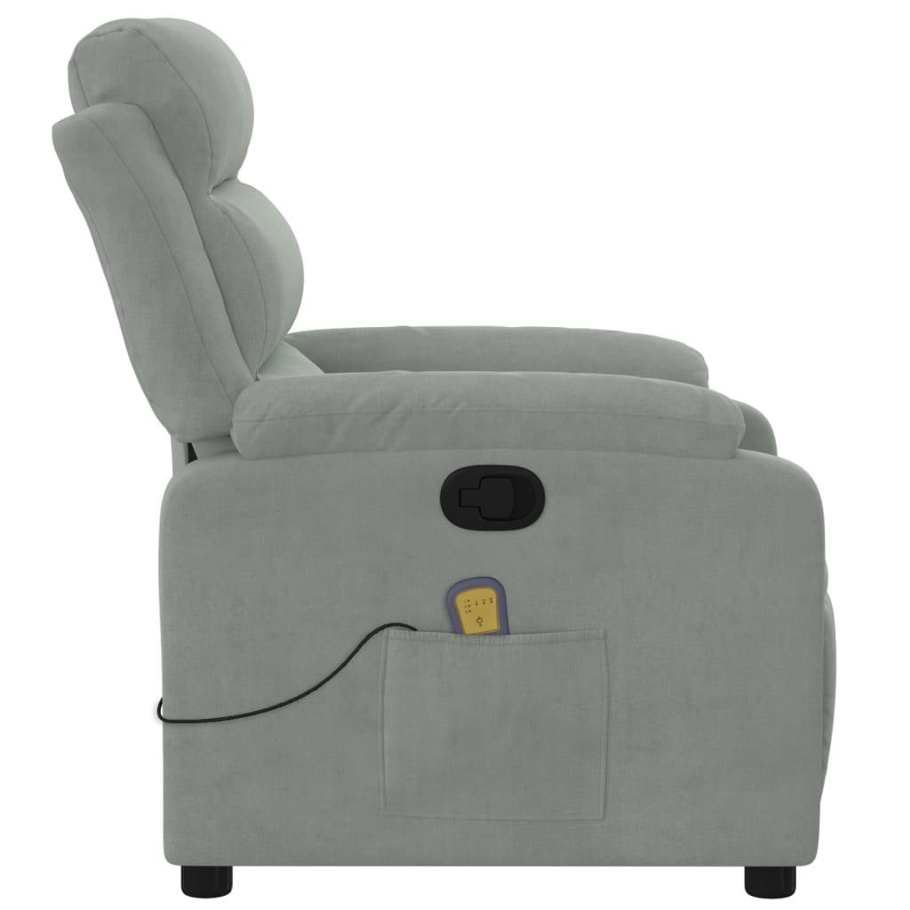 vidaXL Massagestoel lichtgrijs fluweel
