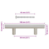 vidaXL Handles 10 pcs 64 mm stainless steel silver-coloured