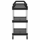vidaXL Trolley 3-laags 81x41x92 cm aluminium zwart