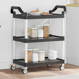 vidaXL Trolley 3-laags 81x41x92 cm aluminium zwart