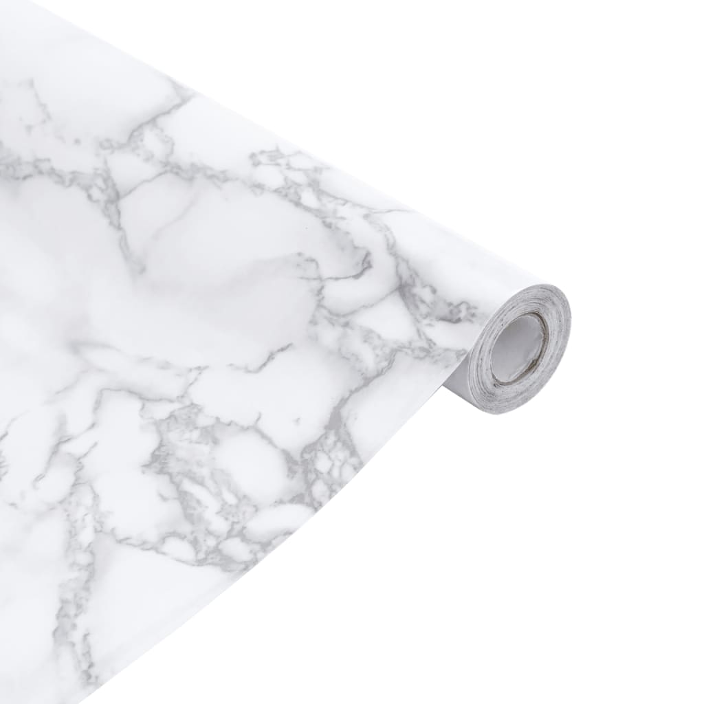 vidaXL Meubelfolies zelfklevend 90x500 cm PVC marmerwit