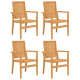 vidaXL Stackable Garden Chairs 4 pcs 56.5x57.5x91 cm Solid Teak Wood