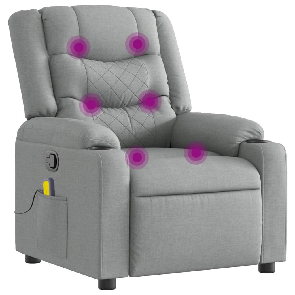 vidaXL Massage Chair Light Grey Fabric