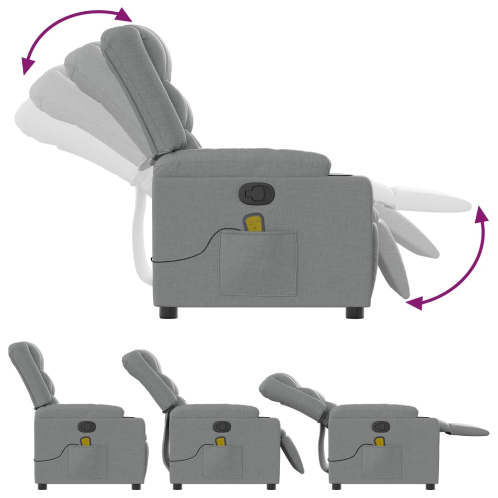 vidaXL Massage Chair Light Grey Fabric