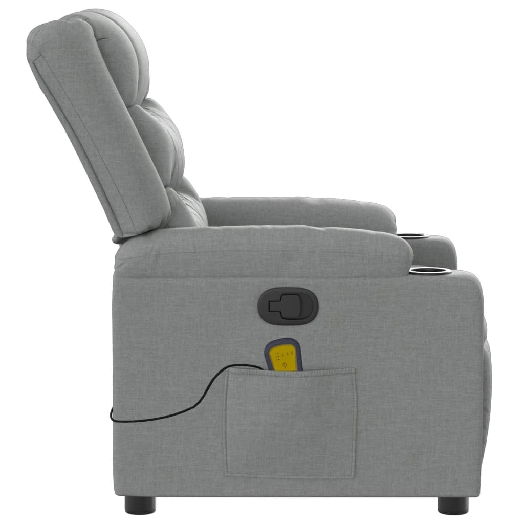 vidaXL Massage Chair Light Grey Fabric