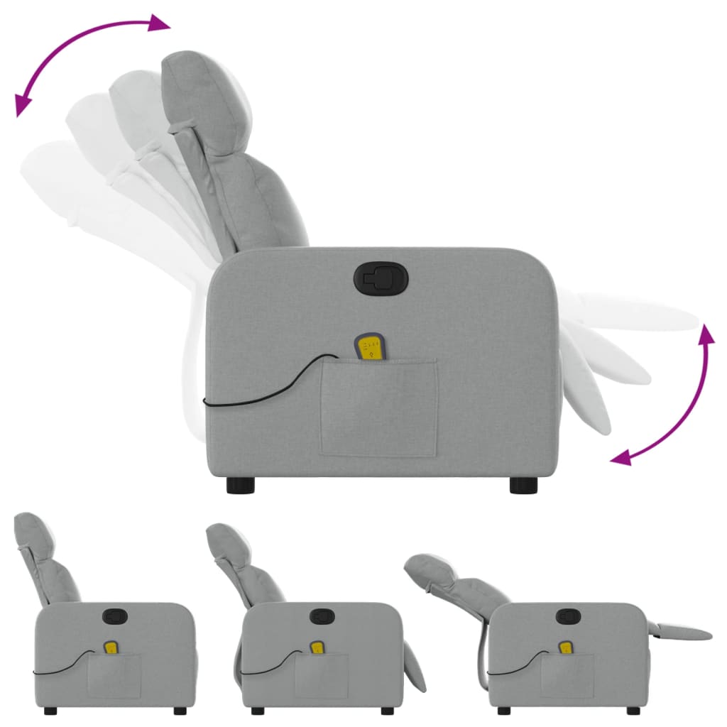 vidaXL Massagestoel Lichtgrijze Stof