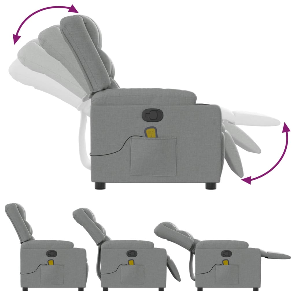 vidaXL Massagestoel Lichtgrijze Stof