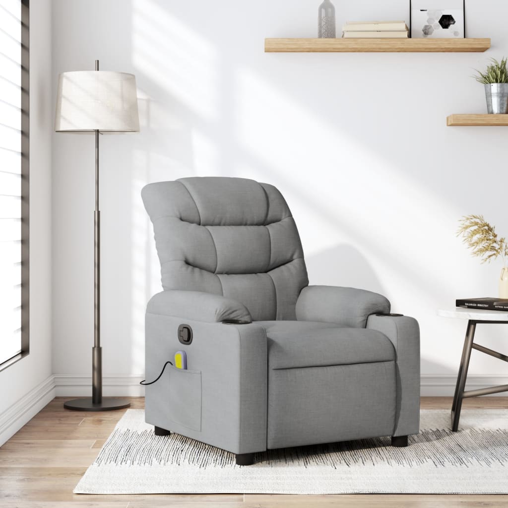 vidaXL Massagestoel met lichtgrijze stof