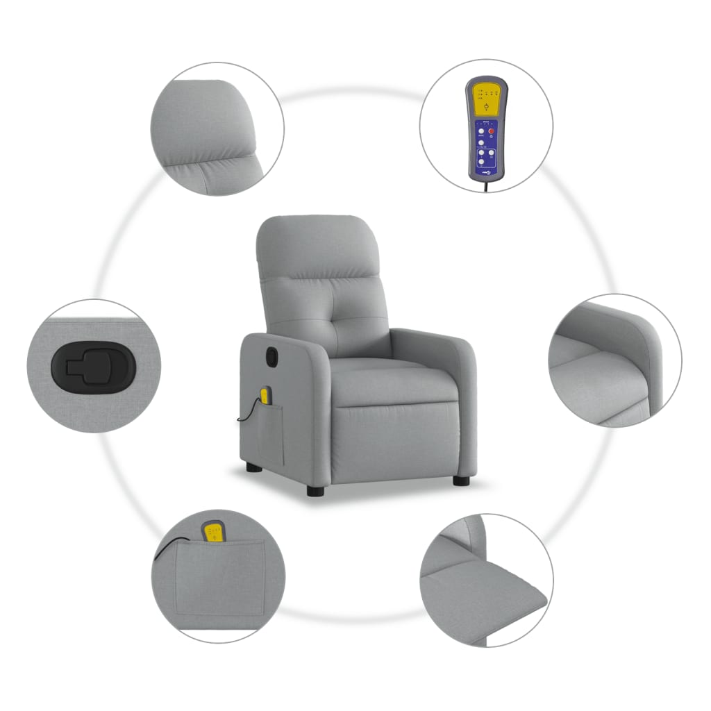 vidaXL Massagestoel met lichtgrijze stof