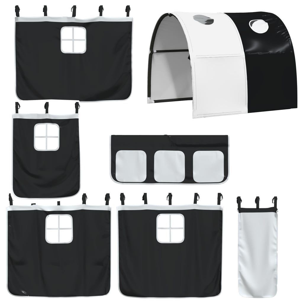 vidaXL Kids' Loft Bed with Tunnel 80x200 cm Pine Wood White and Black