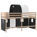 vidaXL Kids' Loft Bed with Tunnel 80x200 cm Pine Wood White and Black