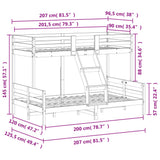 vidaXL Stapelbed massief grenenhout 90x200/120x200 cm