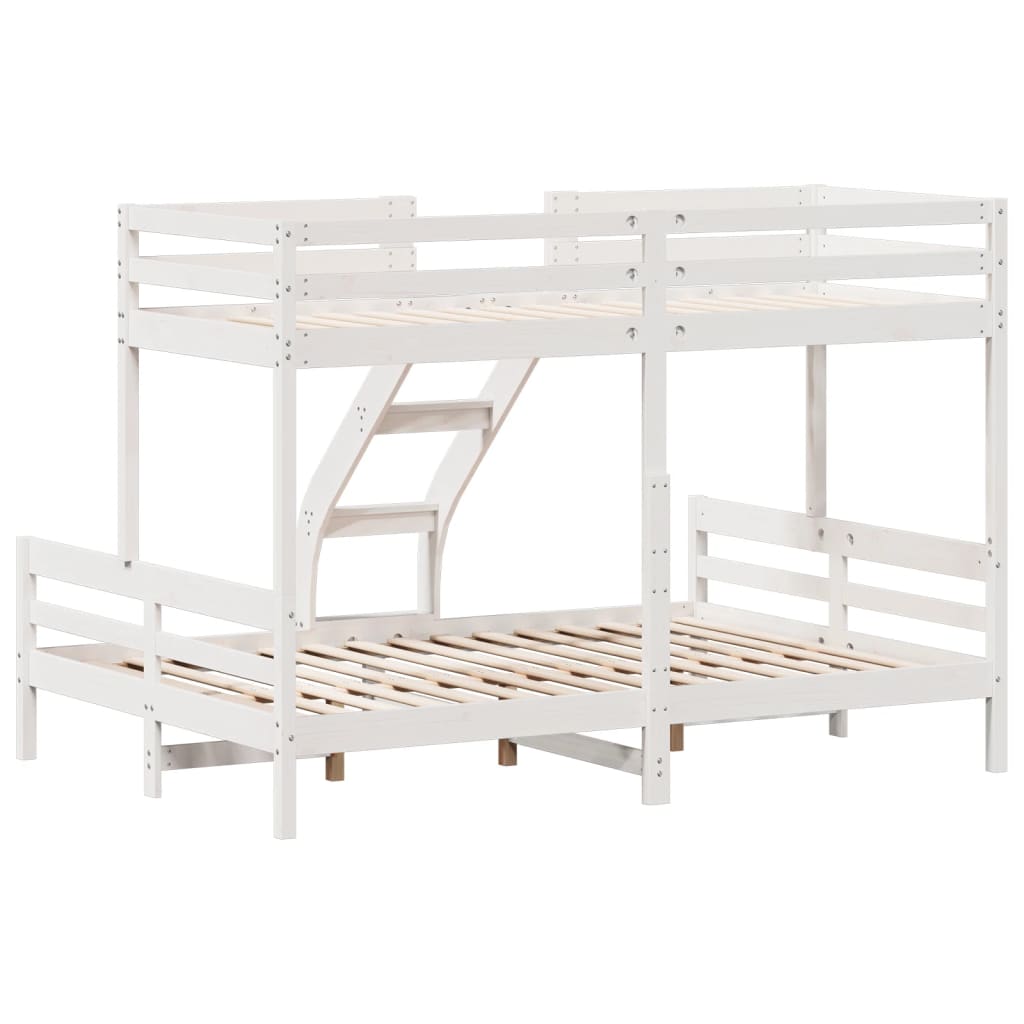 vidaXL Stapelbed massief grenenhout wit 90x200/140x200 cm