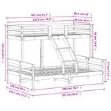 vidaXL Stapelbed massief grenenhout wit 90x200/140x200 cm