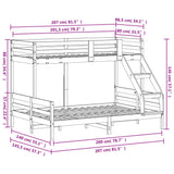 vidaXL Solid Pine Wood Bunk Bed 80x200/140x200 cm