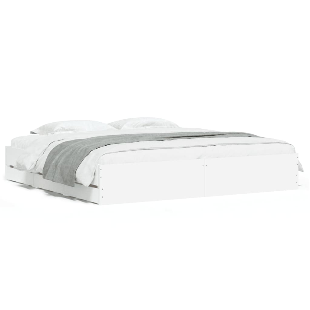 vidaXL Bedframe met lades bewerkt hout wit 200x200 cm