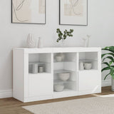 vidaXL Dressoir met LED-verlichting 123x37x67 cm wit