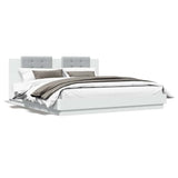 vidaXL Bedframe met hoofdeinde bewerkt hout wit 200x200 cm