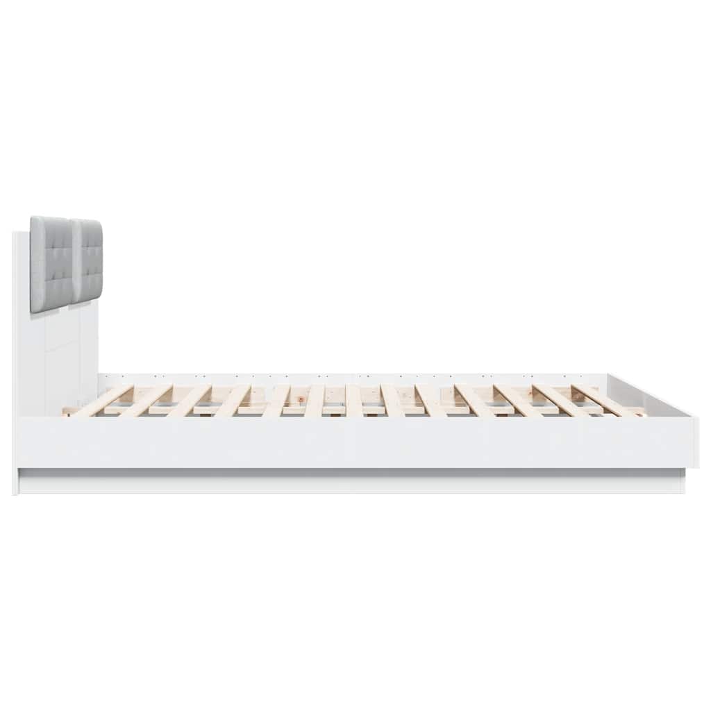 vidaXL Bedframe met hoofdeinde bewerkt hout wit 200x200 cm