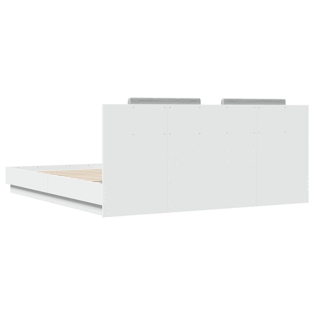 vidaXL Bedframe met hoofdeinde bewerkt hout wit 200x200 cm