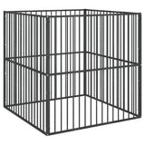vidaXL Dog Kennel 4 Panels Powder-Coated Steel Black