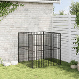 vidaXL Dog Kennel 4 Panels Powder-Coated Steel Black