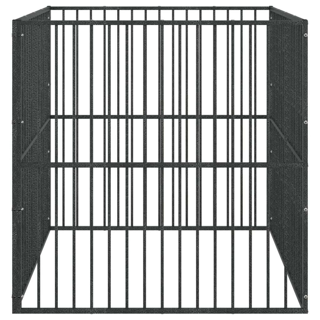 vidaXL Dog Kennel 4 Panels Powder-Coated Steel Black