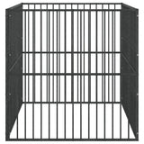 vidaXL Dog Kennel 4 Panels Powder-Coated Steel Black