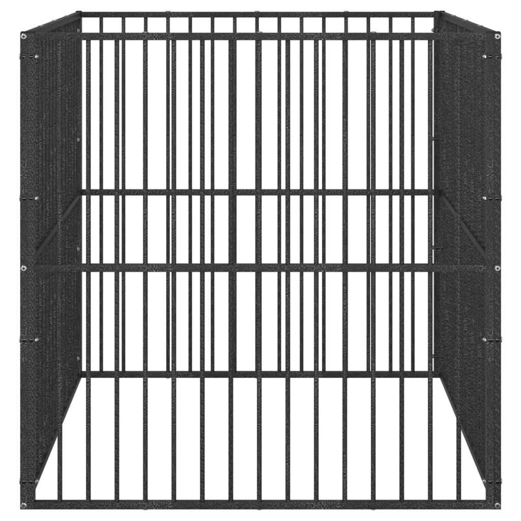 vidaXL Dog Kennel 4 Panels Powder-Coated Steel Black