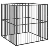 vidaXL Dog Kennel 4 Panels Powder-Coated Steel Black