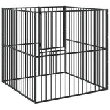 vidaXL Dog Kennel 4 Panels Powder-Coated Steel Black