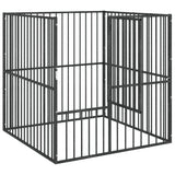 vidaXL Dog Kennel 4 Panels Powder-Coated Steel Black