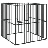 vidaXL Dog Kennel 4 Panels Powder-Coated Steel Black