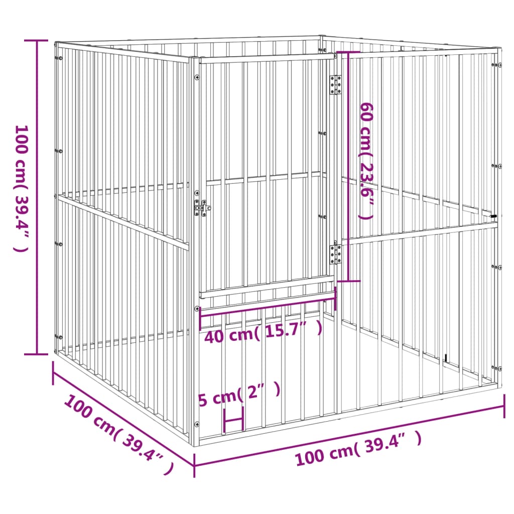 vidaXL Dog Kennel 4 Panels Powder-Coated Steel Black