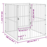 vidaXL Dog Kennel 4 Panels Powder-Coated Steel Black