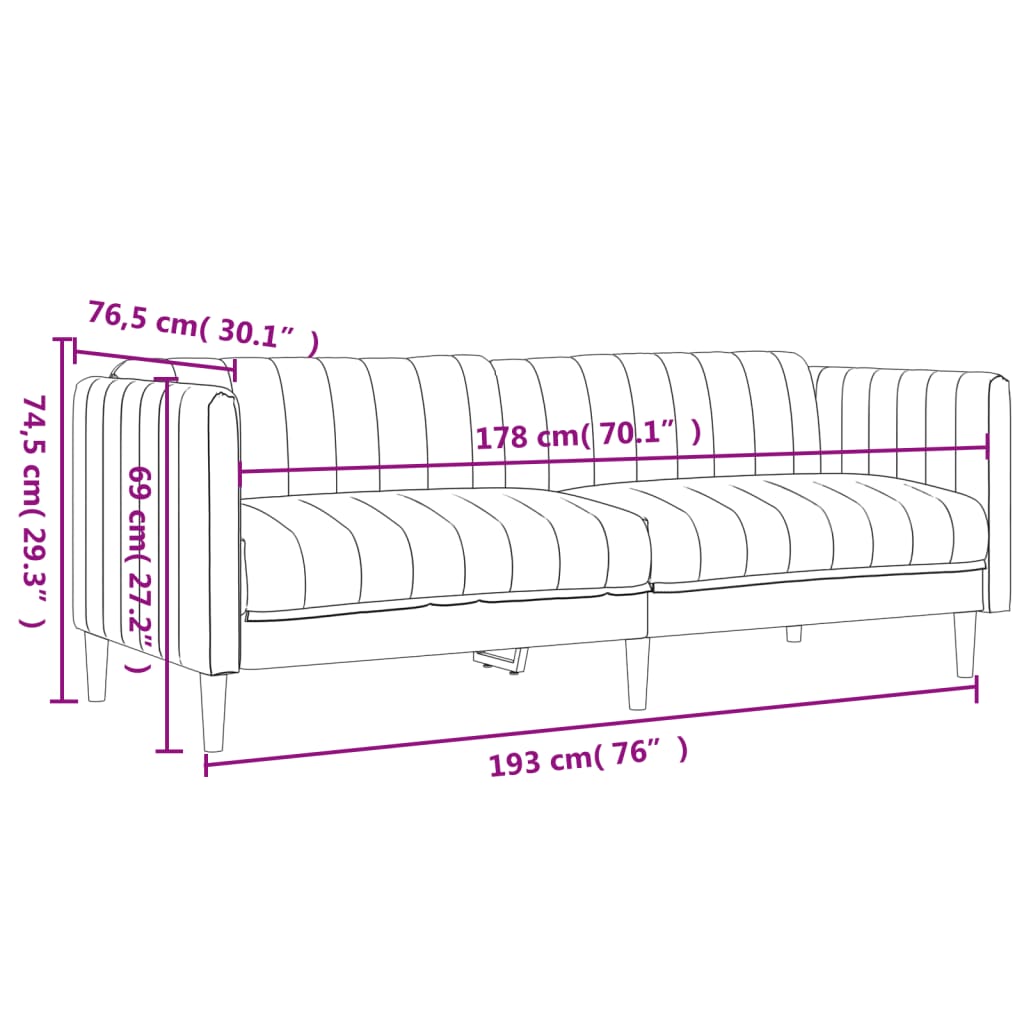 vidaXL 3-piece Lounge Set fabric light grey