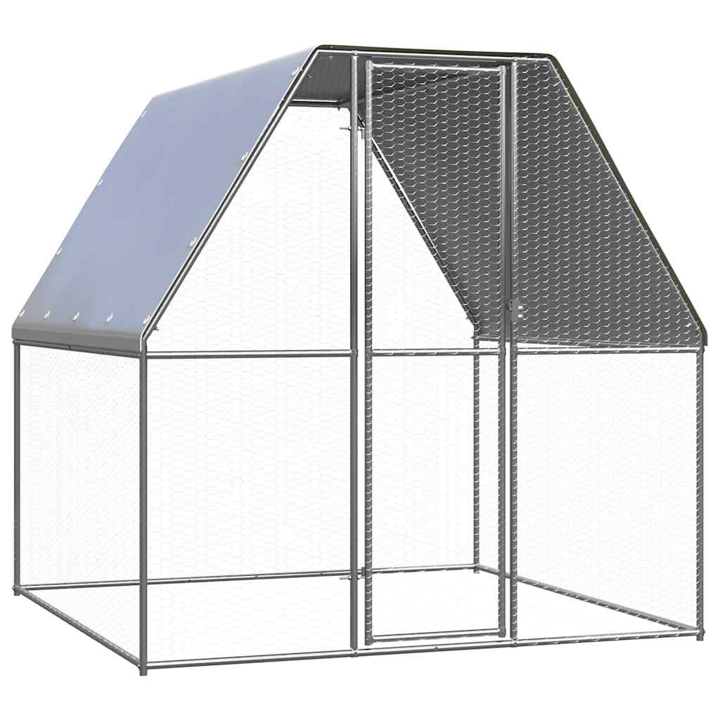 vidaXL Chicken Coop 2x2x2 m Galvanized Steel Silver and Grey