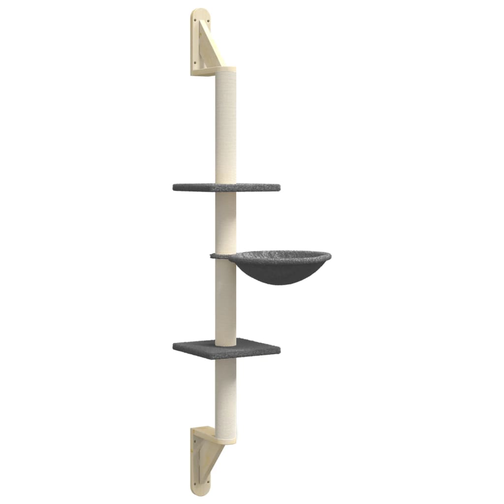 vidaXL Kattenmeubel wandgemonteerd met krabpaal 142,5 cm crèmekleurig
