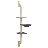 vidaXL Kattenmeubel wandgemonteerd met krabpaal 142,5 cm crèmekleurig