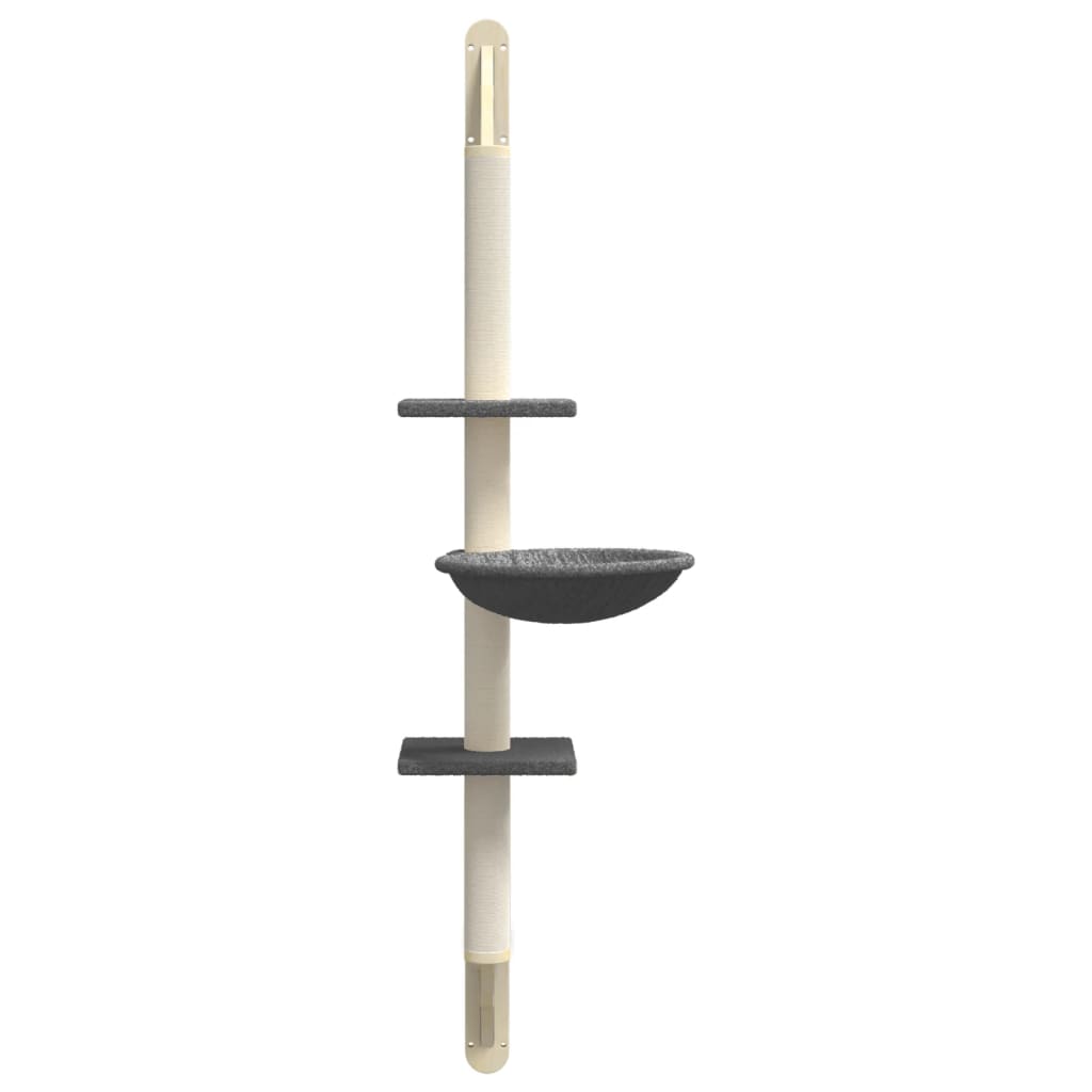 vidaXL Kattenmeubel wandgemonteerd met krabpaal 142,5 cm crèmekleurig