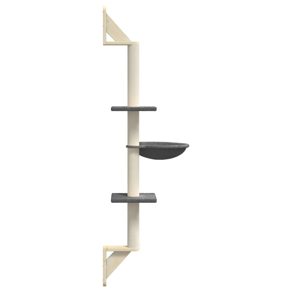 vidaXL Kattenmeubel wandgemonteerd met krabpaal 142,5 cm crèmekleurig