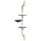 vidaXL Kattenmeubel wandgemonteerd met krabpaal 142,5 cm crèmekleurig