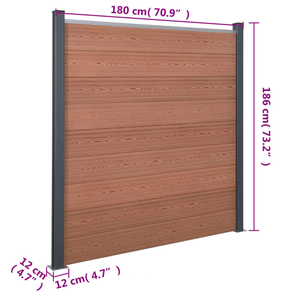 vidaXL Schuttingpaneelset 180x186 cm HKC bruin