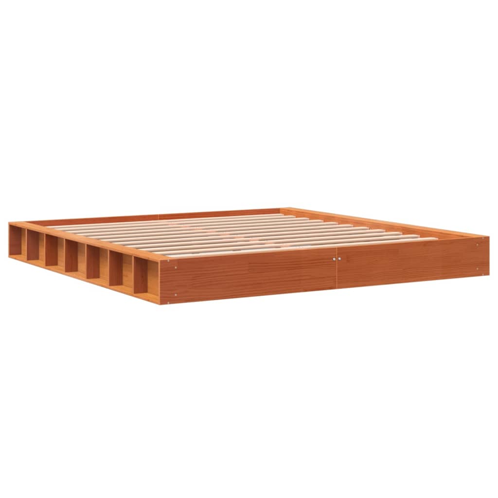 vidaXL Cadre de lit sans matelas massif vert grenenhout wasbruin 200x200 cm