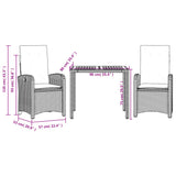 vidaXL 3-Piece Garden Lounge Set with Cushions Poly Rattan Black